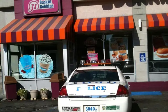 A cop defending his right to park any damn place he pleases at a Dunkin' Donuts location